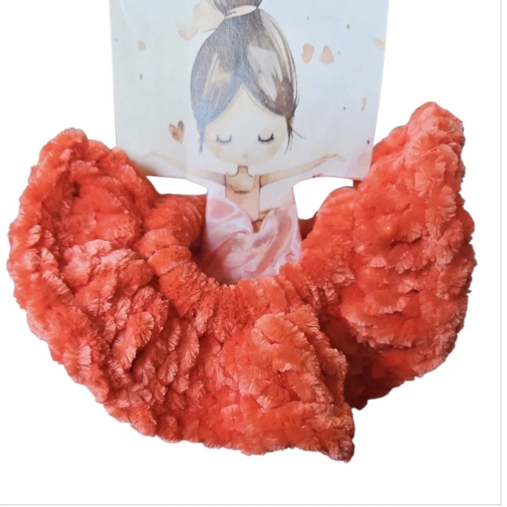Handmade Tie Coral Concerto Crochet Scrunchie Ballerina Hair Accessory Chenille